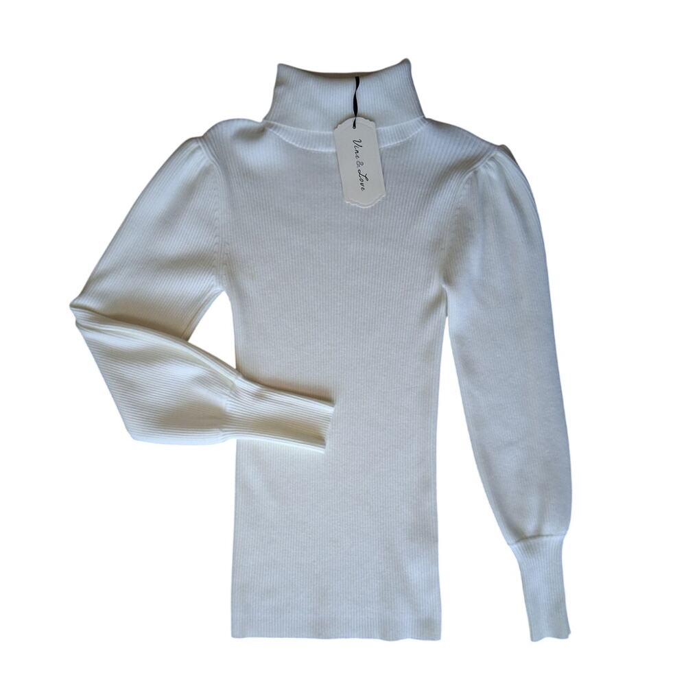 NWT Vine & Love Ivory Ribbed Mock-Neck Sweater Women's M
